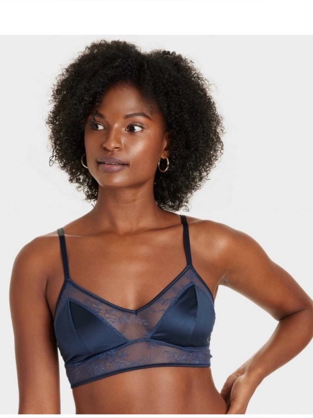 Navy Lace-Trim Bralette - Women Intimates & Sleepwear